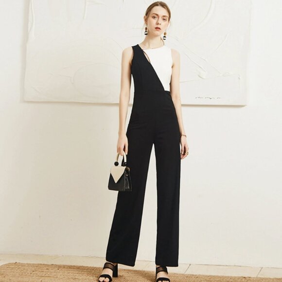 HOPE Collection Pants - Hope Collection Elegant Black and White Women's Jumpsuit Size 44/8 US NEW